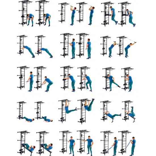 Sporto kompleksas-jėgos treniruoklis KRAFT SystemLight 3in1 FLEXTER juodas, 247x68,5cm