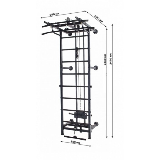 Sporto kompleksas-jėgos treniruoklis KRAFT SystemLight 3in1 FLEXTER juodas, 247x68,5cm