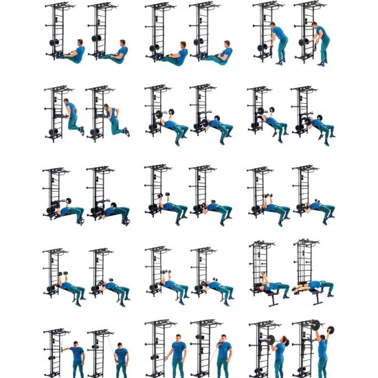 Sporto kompleksas-jėgos treniruoklis KRAFT SystemLight 3in1 FLEXTER juodas, 247x68,5cm