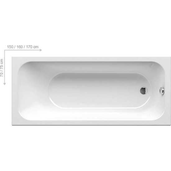 Stačiakampė vonia Ravak Chrome Slim, 180x80 sniego baltumo Stačiakampė vonia Ravak Chrome Slim, 180x80 sniego baltumo
