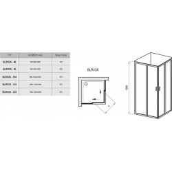 Stačiakampės dušo kabinos sienelė Ravak Blix, BLRV2K-110, blizgi+stiklas Transparent