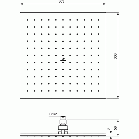 Stacionari dušo galva Ideal Standard, IdealRain Square 300x300 mm, chromas Stacionari dušo galva Ideal Standard, IdealRain Square 300x300 mm, chromas
