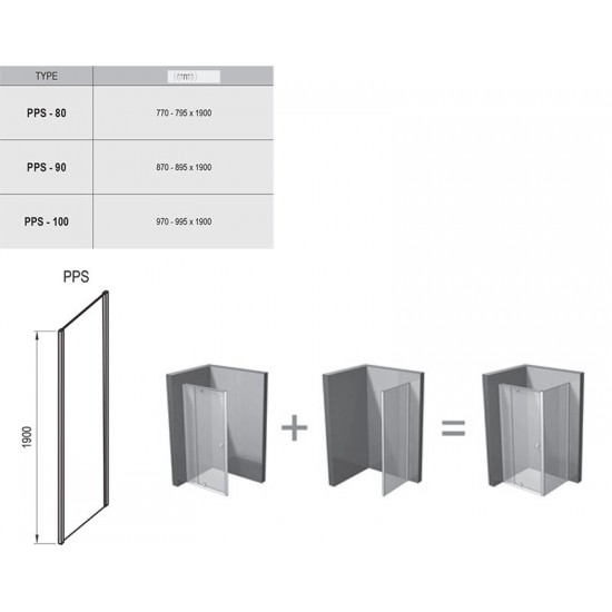 Stacionari sienelė Ravak Pivot, PPS-100, satinas+stiklas Transparent