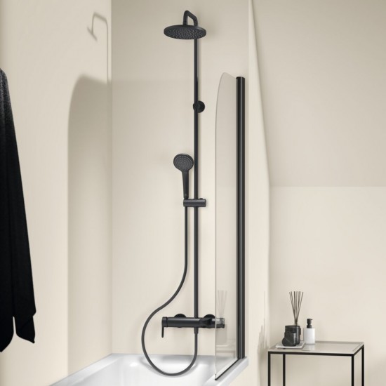 Stacionari vonios-dušo sistema Ideal Standard Cerafine O, su Ø200 galva ir rankiniu dušu, Silk Black matinė juoda