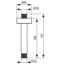 Stacionarios dušo galvos laikiklis Ideal Standard IdealRain, iš lubų 150 mm, chromuota