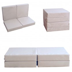 Sulankstomas gimnastikos čiužinys SANRO 100x100x10 cm kreminis (4 dalių)
