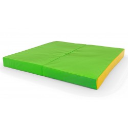 Sulankstomas gimnastikos čiužinys SANRO 100x100x10 cm žaliai-geltonas