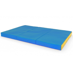 Sulankstomas gimnastikos čiužinys SANRO 150x100x10 cm mėlynai-geltonas (3 dalių)