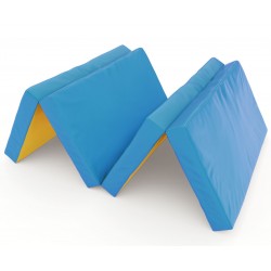Sulankstomas gimnastikos čiužinys SANRO 200x100x10 cm mėlynai-geltonas (4 dalių)