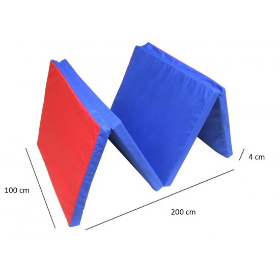 Sulankstomas gimnastikos čiužinys SANRO 200x100x4cm, mėlyna-raudona