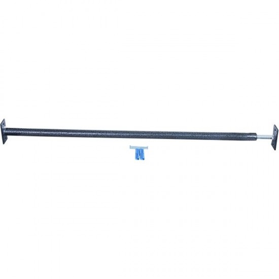 Tarp sienų/durų staktos montuojamas skersinis SANRO-4, tamsiai pilkas reguliuojamo ilgio (107-117cm), iki 130kg