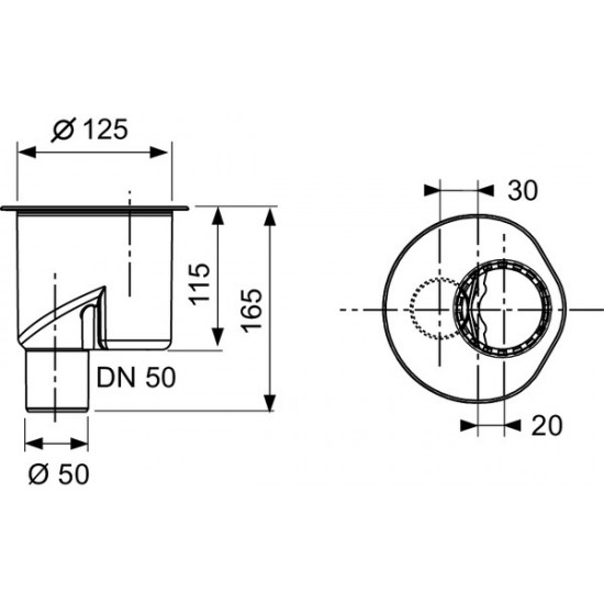 TECEdrainline vertikalus sifonas, DN 50; montavimo H 67mm, pralaidumas 1,3l/s