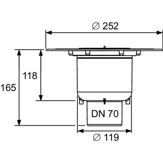 TECEdrainpoint S DN 70 vertikalus sifonas su Seal System universaliu flanšu