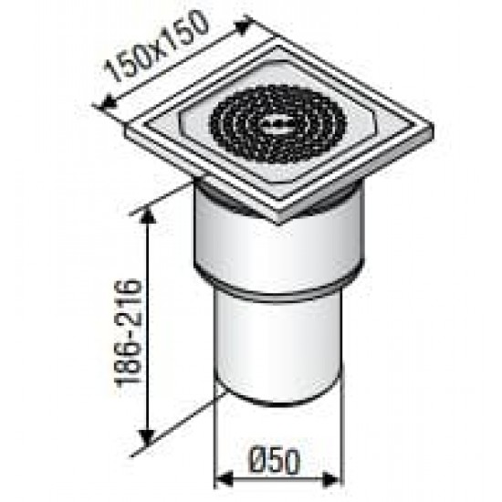 Trapas ACO EG150, montavimui betono grindyse, ∅ 50 mm