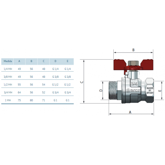 TURIA 3000 ventilis  su angaliu 3/4