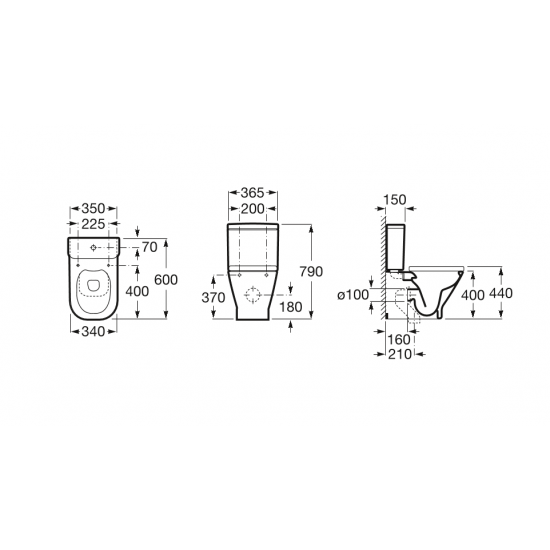 Unitazo bakelis The Gap Rimless, Dual Flush 4/2 l, apatinis kairys vand. įvad., baltas