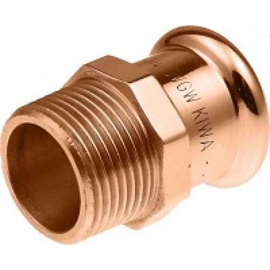 Varinė pres. jungtis su išoriniu sriegiu KAN-therm, 18 x 1/2 Varinė pres. jungtis su išoriniu sriegiu KAN-therm, 18 x 1/2
