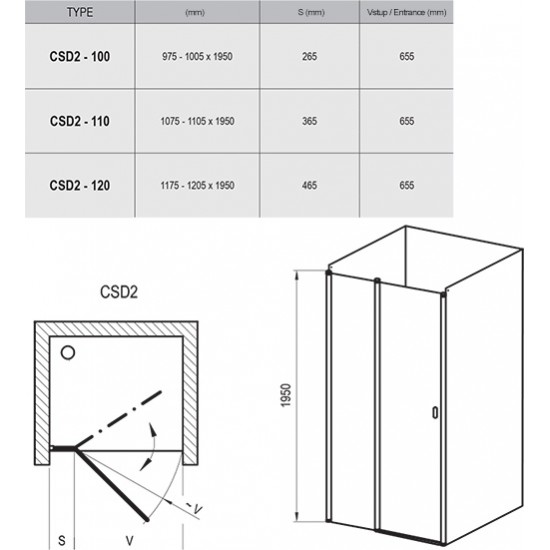 Varstomos dušo durys Ravak Chrome, CSD2-120, blizgi+stiklas Transparent Varstomos dušo durys Ravak Chrome, CSD2-120, blizgi+stiklas Transparent