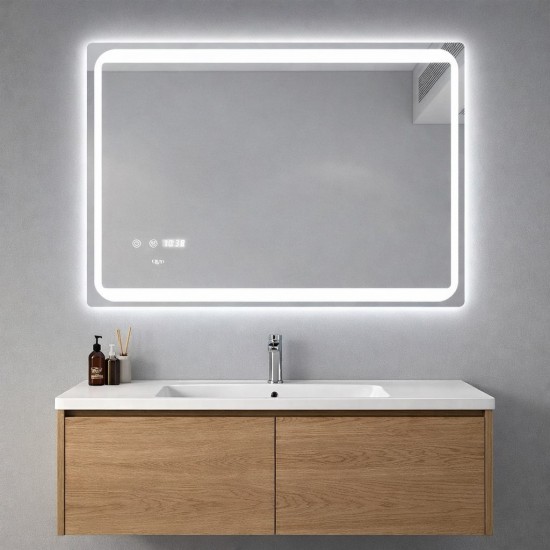 Veidrodis 45630 LED išmanus su funkcija nuo rasojimo, laikrodžiu ir termometru