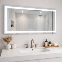 Veidrodis FS612 LED IŠMANUS su funkcija nuo rasojimo, laikrodžiu ir termometru