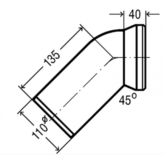 Viega WC pajungimo alkūnė 45*, 100 mm
