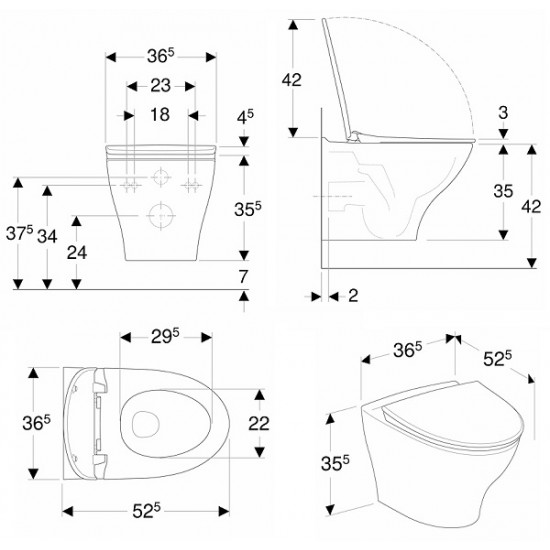 Vinta Art Set pakabinamas unitazas, IföClean „Rimfree“ su WC dangčiu