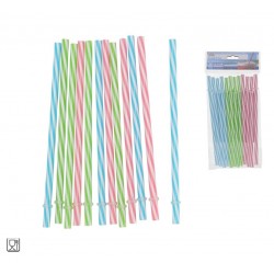 Virtuvės įrankiai Šiaudeliai plast. 19*0.7cm 12vnt 77831