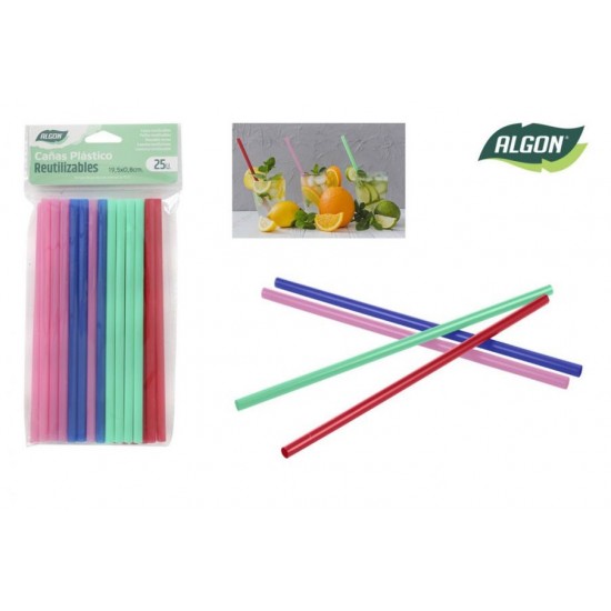 Virtuvės įrankiai Šiaudeliai plast. 20*0.6cm 30vnt