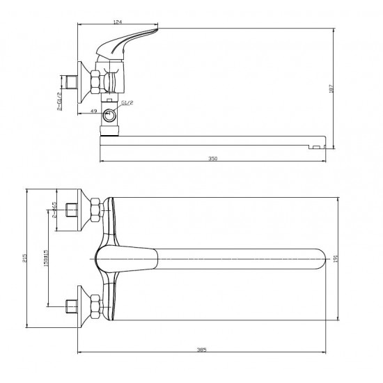 Vonios maišytuvas S-Line Pro, SL272, ilgu čiaupu