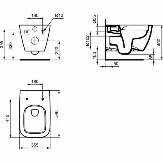 WC pakabinamas Ideal Standard i.life B, RimLS+