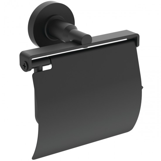 WC popieriaus laikiklis Ideal Standard IOM, su dangteliu Silk Black juoda matinė WC popieriaus laikiklis Ideal Standard IOM, su dangteliu Silk Black juoda matinė