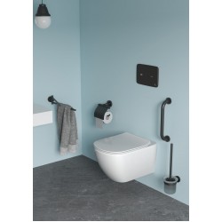 WC popieriaus laikiklis Ideal Standard IOM, su dangteliu Silk Black juoda matinė