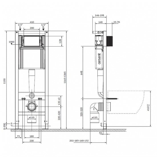 WC rėmo komplektas Cersanit, C676 System 40, sūkurinis