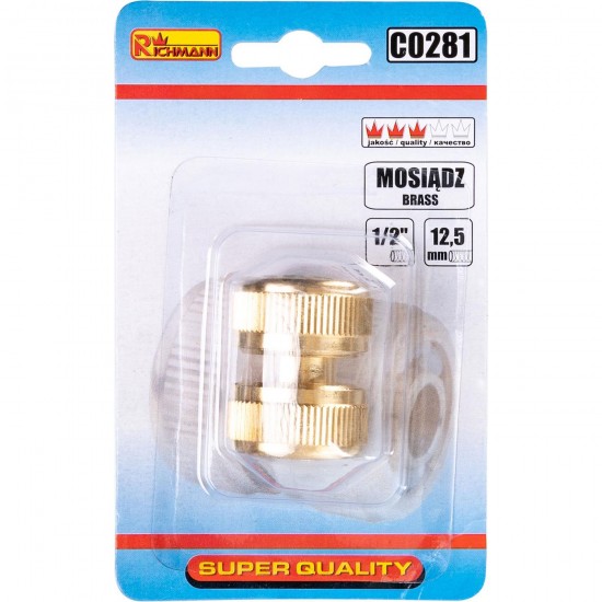 Žalvarinė 1/2'' žarnų jungtis Žalvarinė 1/2'' žarnų jungtis