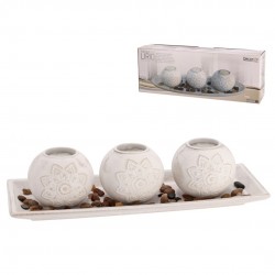 Žvakidė 3-jų vnt su padėkliuku mdf 39*14cm DALIA